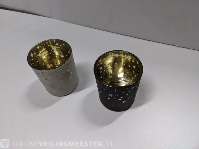 Partij waxinelichthouders, zwart/wit - afbeelding 3 van  7
