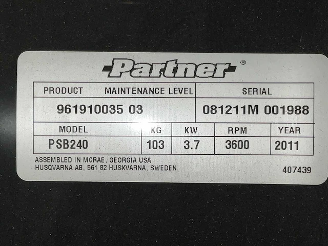 Partner psb240 sneeuwfrees - afbeelding 4 van  12