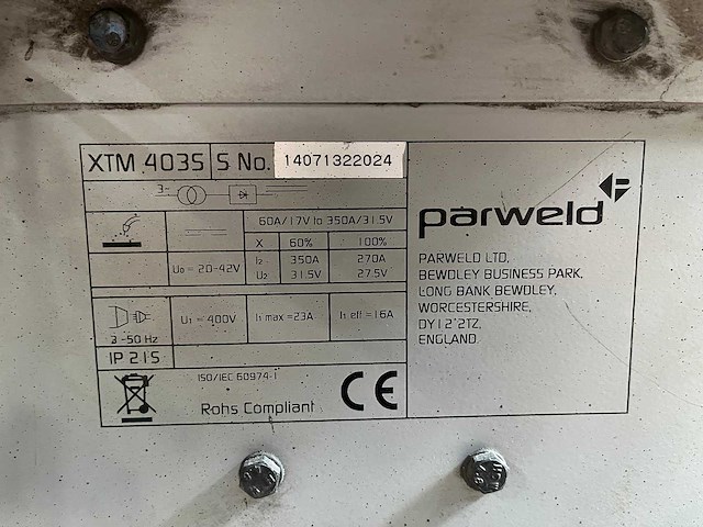 Parweld - xtm4035, wf100 - mig welding machine - afbeelding 6 van  7