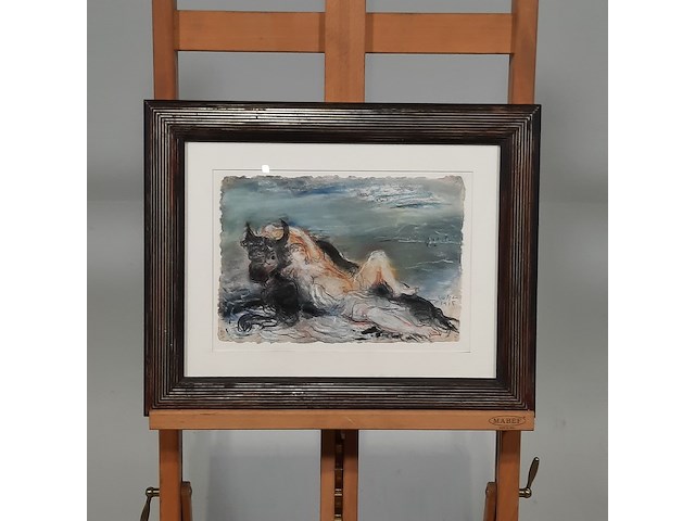 Pastel tekening, g. volger, europa en de stier, 1995 - afbeelding 1 van  8