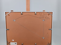 Pasteltekening in lijst, j. visser, schepen op de rivier - afbeelding 6 van  6