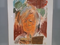 Pastelverf schilderij, mw. a. hofte, portret bella iii, 1982 - afbeelding 1 van  11