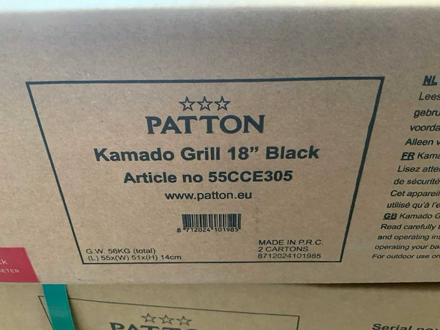 Patton 18” black kamado barbecue - afbeelding 3 van  4