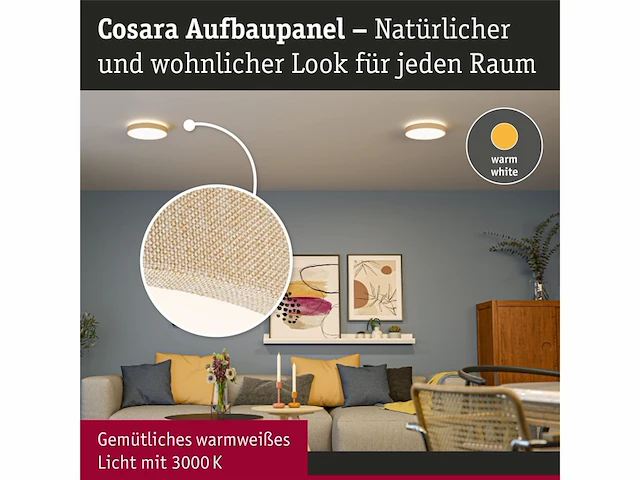 Paulmann cosara led paneel beige plafonniere ip44 15w 3000k 300mm - afbeelding 2 van  4