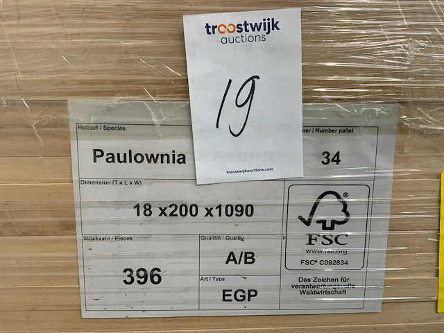 Paulownia plank 1090x200x18mm (396x) - afbeelding 7 van  7