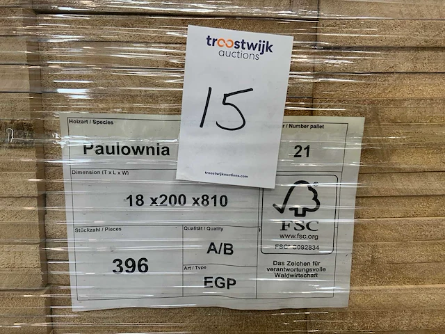 Paulownia plank 810x200x18mm (396x) - afbeelding 6 van  6