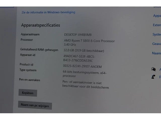 Pc lenovo legion amd ryzen 7 5800 8-core processor 32 gb geheugen 1tb harde schijf. - afbeelding 3 van  4