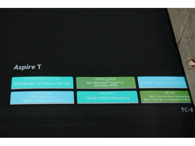 Pc-opstelling bestaande uit pc acer aspire t intel core processor 8700 met 1 tb harde schijf, 128 gb solid-... - afbeelding 3 van  5