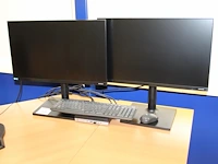 Pc opstelling hp elitedesk 800 g4 dm 35 w thin client met twee 24 inch monitoren samsung toetsenbord en muis. - afbeelding 1 van  2