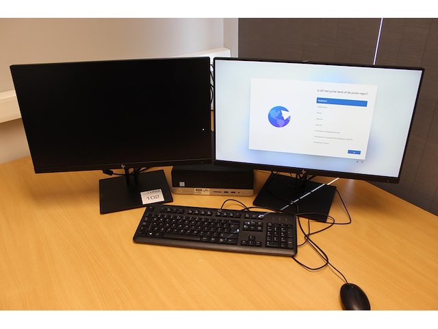 Pc opstelling hp prodesk 8gb ram, 256gb opslag, 128mb grafische kaart, intel i5-8500 cpu 3ghz, incl. hp 24 ... - afbeelding 1 van  2