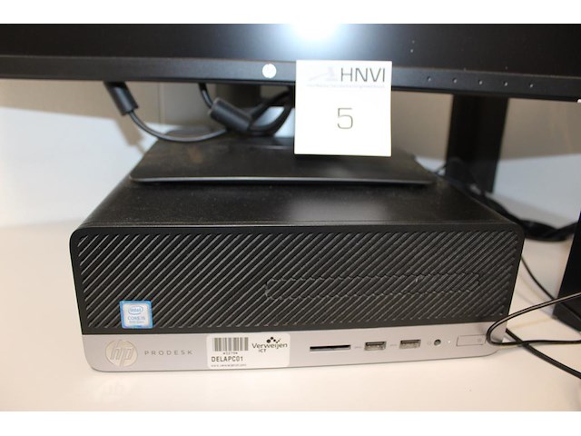 Pc opstelling hp prodesk 8gb ram, 256gb opslag, 128mb grafische kaart, intel i5-8500 cpu 3ghz, incl. hp 24 ... - afbeelding 2 van  3