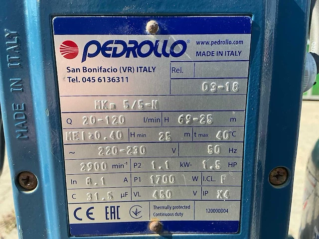 Pedrollo 03-18 hydrofoorpomp - afbeelding 8 van  9