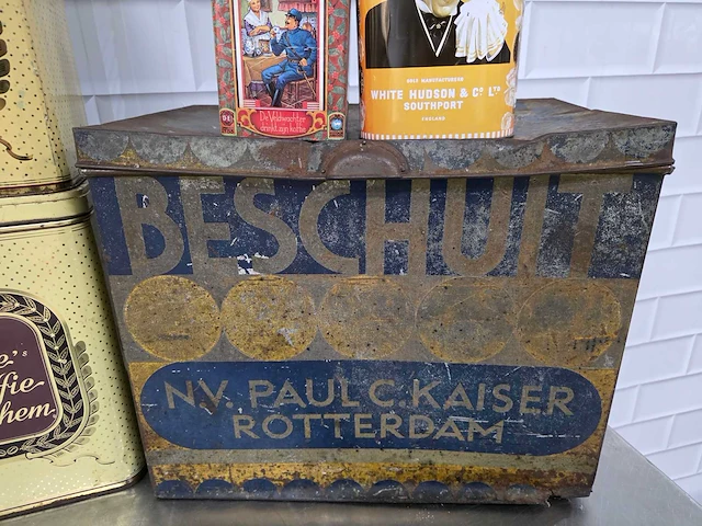 Peeze's koffie arnhem / beschuit paul c. kaiser - vintage bewaarblik (9x) - afbeelding 3 van  4