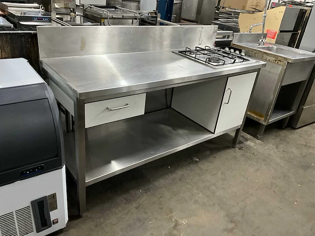 Pelgrim rvs werktafel met gasfornuis - afbeelding 1 van  9