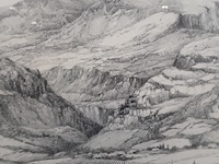 Pen tekening, p. cox, entree gorges de la meouge. h.a. france - afbeelding 7 van  10