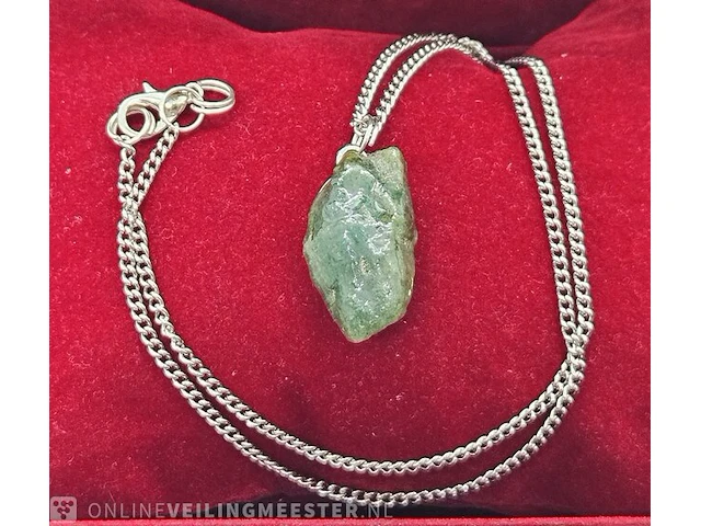 Pendant ketting met natuurlijke 32ct emerald steen - afbeelding 1 van  4