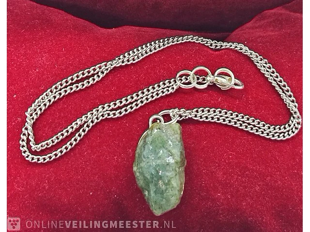 Pendant ketting met natuurlijke 32ct emerald steen - afbeelding 2 van  4