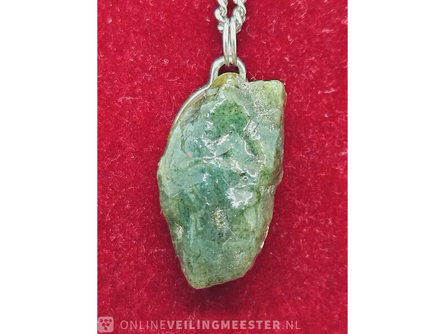 Pendant ketting met natuurlijke 32ct emerald steen - afbeelding 4 van  4