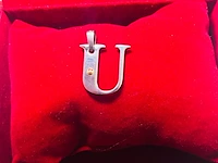 Pendant staal met .750 goud. - afbeelding 1 van  4