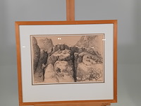 Pentekening, p. cox, tekening nr. 1 gorges du verdon, france, 1970 - afbeelding 1 van  8