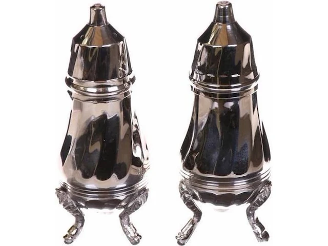 Peper & zout stel nikkel 4,5 x 11 cm aantal 1 set. - afbeelding 2 van  3