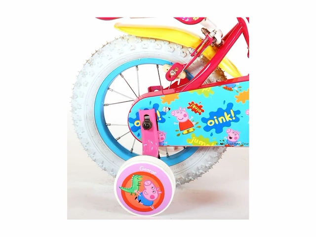 Peppa pig kinderfiets meisjes 12 inch roze 2 handremmen - afbeelding 2 van  3