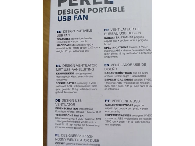 Perel design ventilator met usb aansluiting aantal 1 stuks. - afbeelding 3 van  5