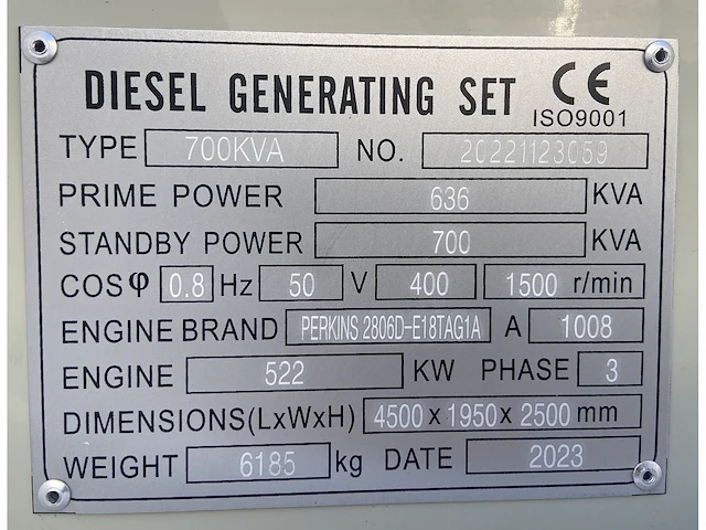 Perkins 2806d-e18tag1a - 700 kva - silent generator - afbeelding 10 van  15