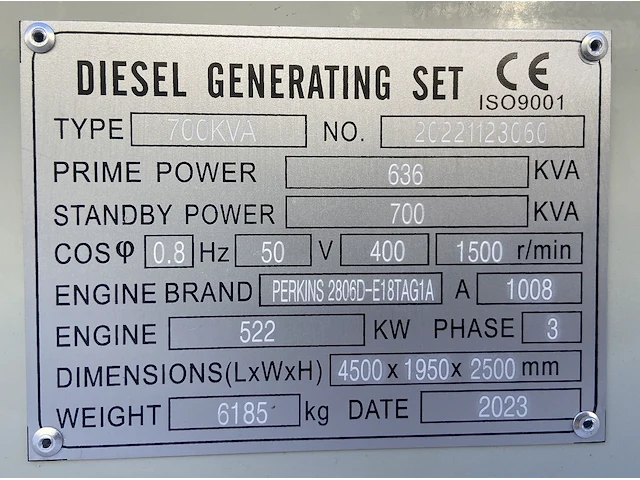 Perkins 2806d-e18tag1a - 700 kva - silent generator - afbeelding 10 van  15