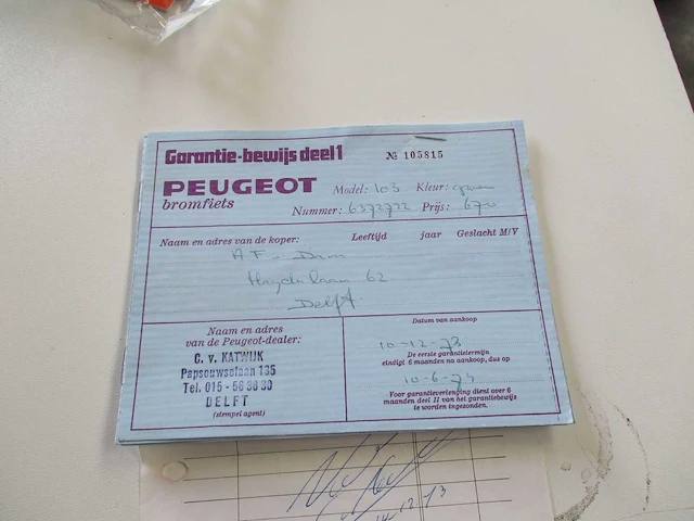 Peugeot 103 automaat - bromfiets - 103s - brommer - afbeelding 5 van  14