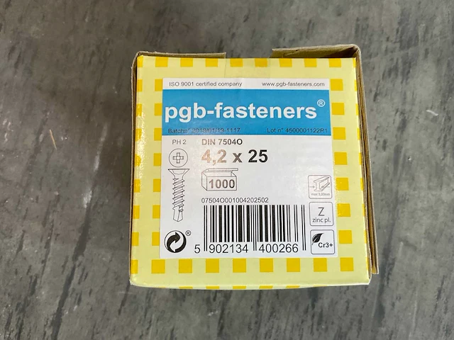 Pgb- fasteners - 16000-pack - zelfborende schroef 4.2x25 mm - afbeelding 6 van  7