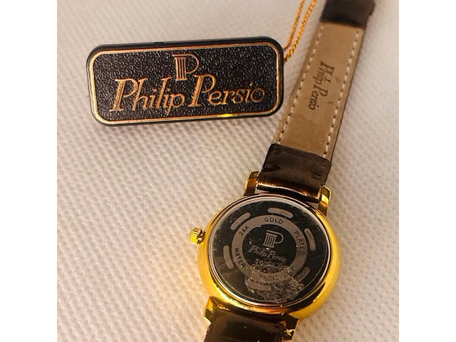 Philip persio - 24kt gp dameshorloge - nos juweliersvoorraad - afbeelding 5 van  6