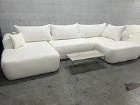 Philipa u-bank met slaapfunctie - bouclé - crème naduvi collection, zwart
