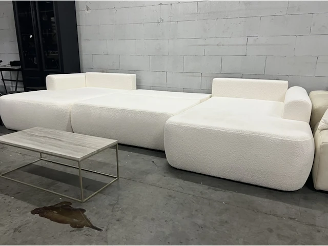 Philipa u-bank met slaapfunctie - bouclé - crème naduvi collection, zwart - afbeelding 3 van  7