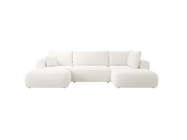 Philipa u-bank met slaapfunctie - bouclé - crème naduvi collection, zwart - afbeelding 4 van  7