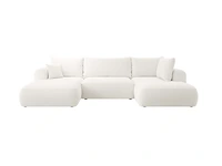 Philipa u-bank met slaapfunctie - bouclé - crème naduvi collection, zwart - afbeelding 4 van  7