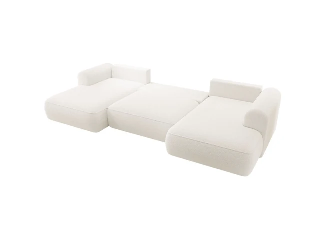 Philipa u-bank met slaapfunctie - bouclé - crème naduvi collection, zwart - afbeelding 6 van  7