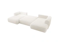 Philipa u-bank met slaapfunctie - bouclé - crème naduvi collection, zwart - afbeelding 6 van  7