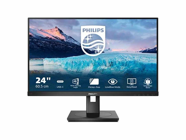 Philips 243s1 - full hd ips monitor - usb-c 65w - rj45 - 24 inch - afbeelding 1 van  2