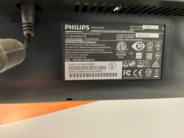 Philips 272s4l monitor + bureausteun - afbeelding 4 van  5