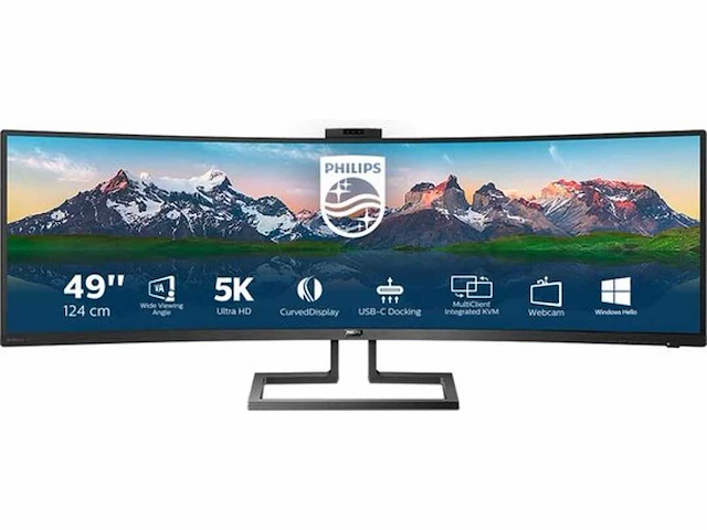 Philips 499p9h - ultrawide dual qhd curved - usb-c - va monitor - 49 inch - afbeelding 1 van  2