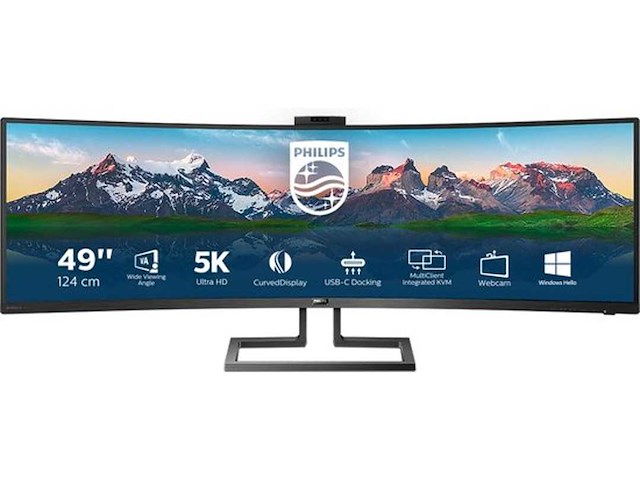 Philips 499p9h - ultrawide dual qhd curved - usb-c - va monitor - 49 inch - afbeelding 1 van  2