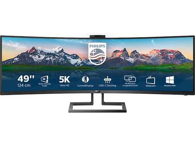 Philips 499p9h - ultrawide dual qhd curved - usb-c - va monitor - 49 inch - afbeelding 1 van  2