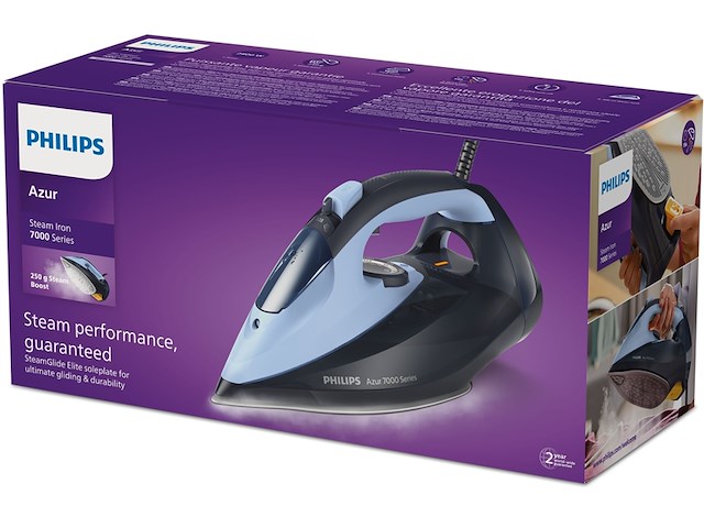 Philips dst7041 7000 series strijkijzer steamglide elite 2400 w lichtblauw/donkerblauw - afbeelding 4 van  6