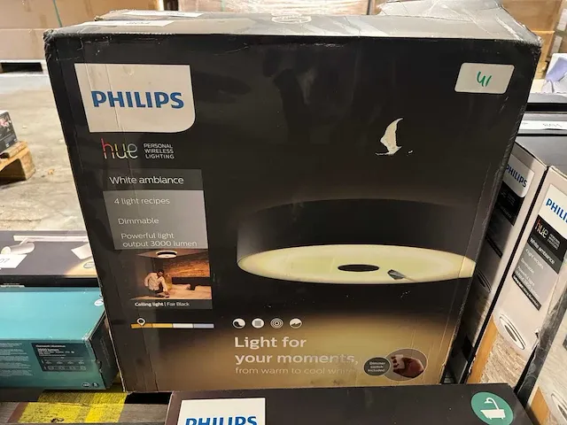 Philips hue fair - white ambiance - incl switch - zwart plafondlamp - afbeelding 2 van  2