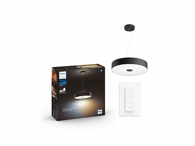 Philips hue hanglamp fair zwart warm tot koelwit licht 25w met 1 dimmer switch - afbeelding 3 van  4