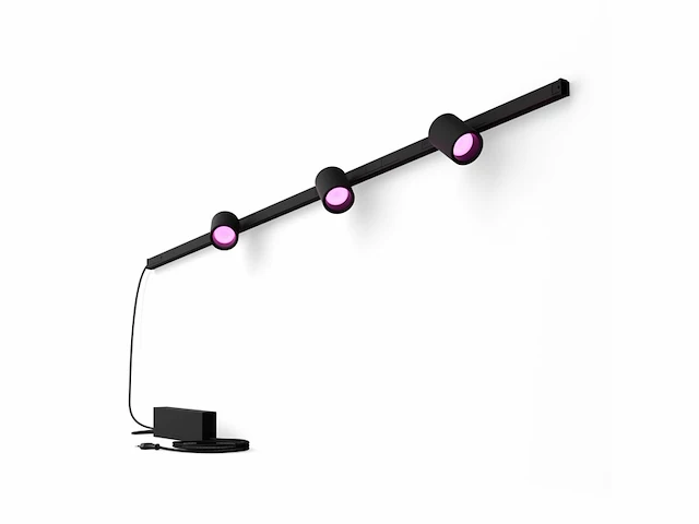 Philips hue perifo railverlichting muur wit en gekleurd licht 3-spots zwart - afbeelding 1 van  4