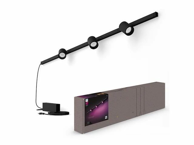 Philips hue perifo railverlichting muur wit en gekleurd licht 3-spots zwart - afbeelding 3 van  4