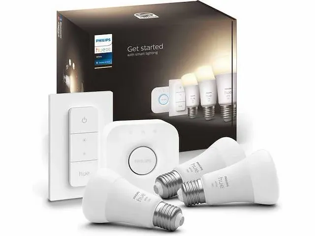 Philips hue starterkit e27 (3 lampen + 1 dimmer/switch) lichtbron - afbeelding 1 van  2