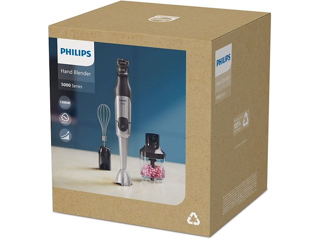 Philips staafmixer 3-in-1 hr2683/00 - incl hakmolen, maatbeker en garde/klopper - 1200 watt - regelbare snelheid - rvs - zwart - afbeelding 3 van  4